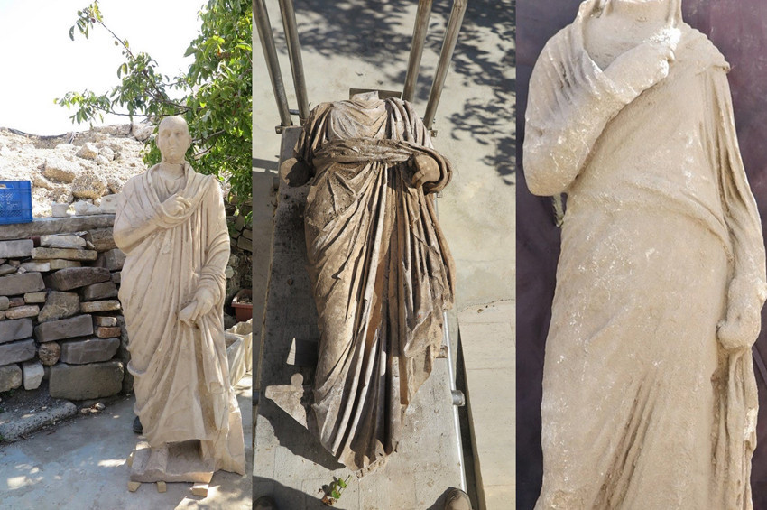 Side kazılarında 3 antik heykel bulundu