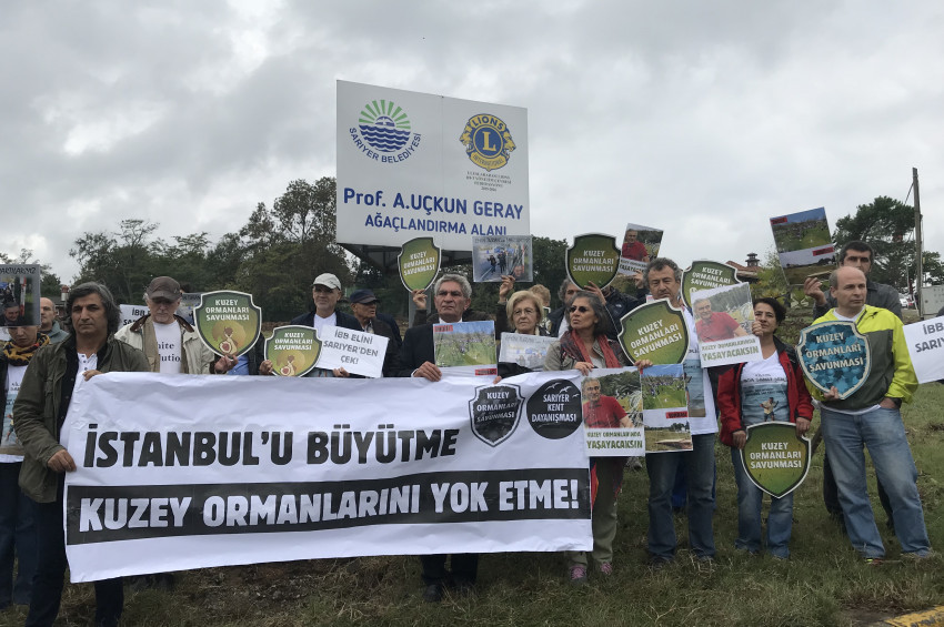 Sarıyerliler kesilen ağaçlara isyan etti