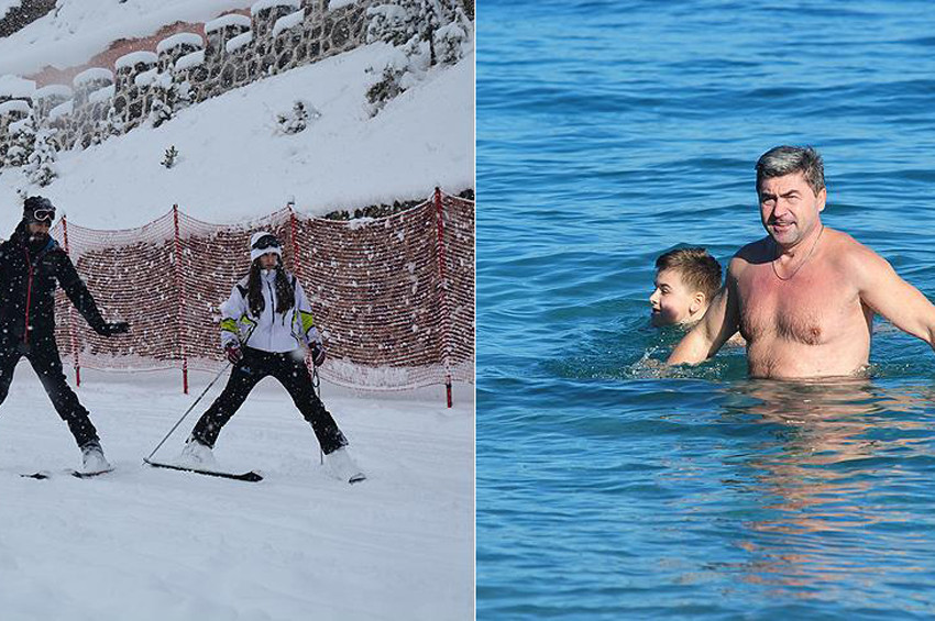 Erzurumda kayak Antalyada deniz keyfi
