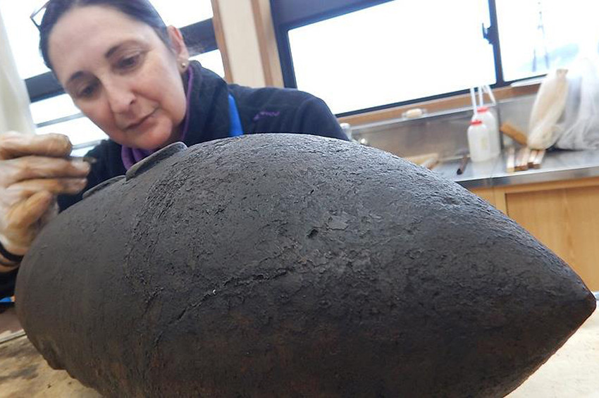 Ertuğrul Fırkateyninden eski mermiler çıkarıldı