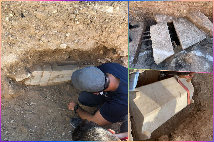 Kazlıçeşmede sandık tipi ve lahit mezar bulundu