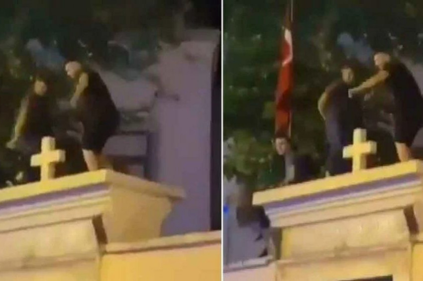 Kadıköyde kiliseye saygısızlık tepki çekti