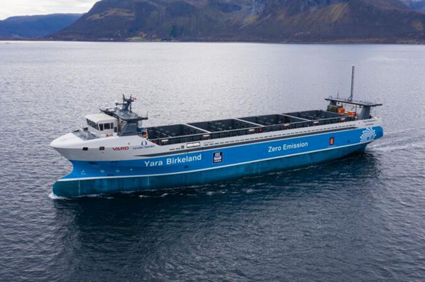 Elektrikli gemi Yara Birkeland ilk seferine çıktı