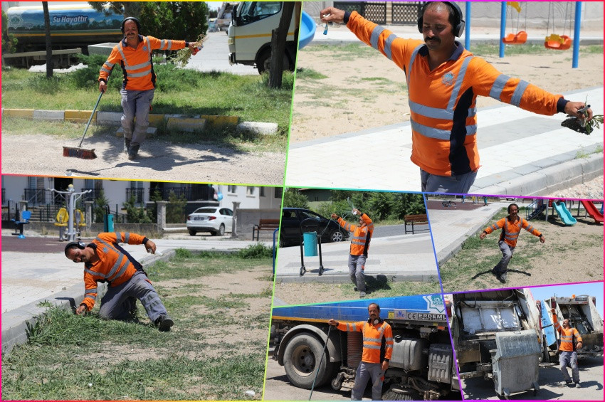 Dans ederek çalışıyor, güle oynaya evine gidiyor