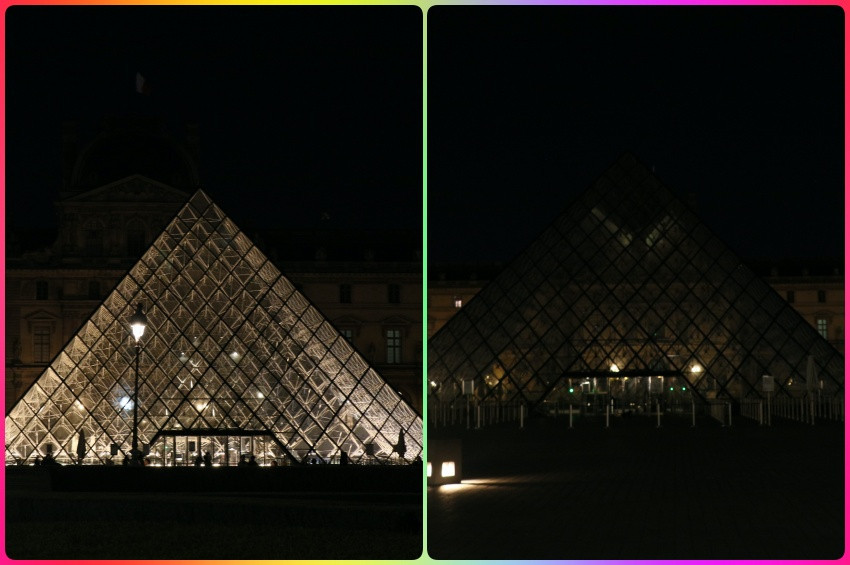 Avrupadaki  enerji tasarrufu kampanyası Louvre Müzesi piramidini kararttı