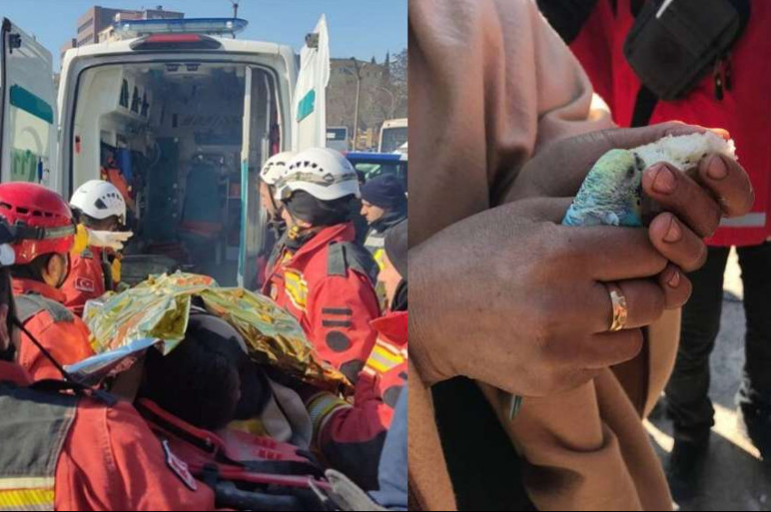 13 yaşındaki Berat, 55 saat sonra elinde muhabbet kuşuyla enkazdan kurtarıldı