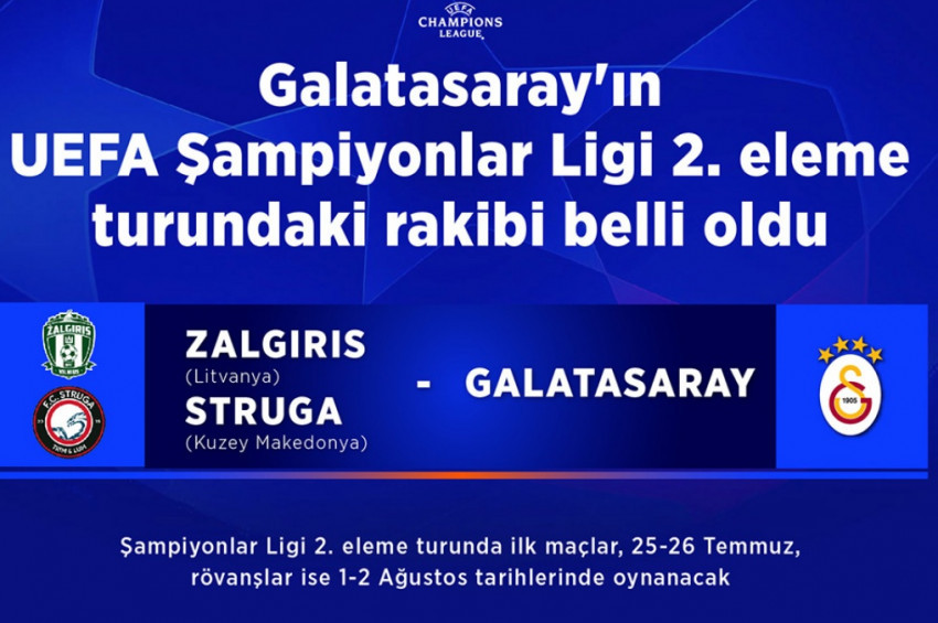 UEFA Şampiyonlar Ligi 2. eleme turu eşleşmeleri ve Galatasarayın rakibi
