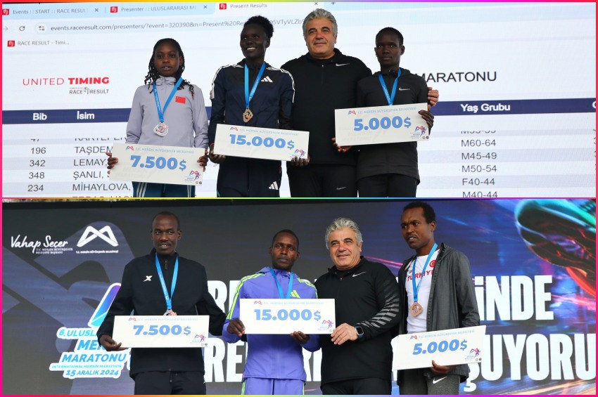 6. Uluslararası Mersin Maratonunda dereceye giren sporcular ödüllerini aldı