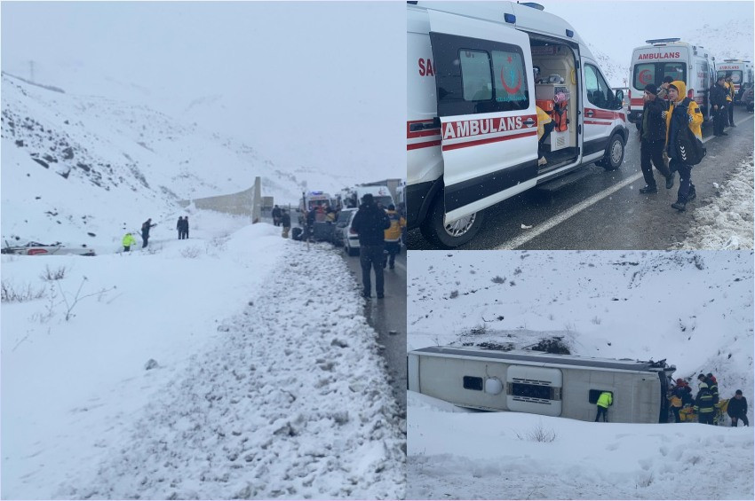 Erzincan - Sivas  karayolunda yolcu otobüsü şarampole uçtu: Çok sayıda yaralı var