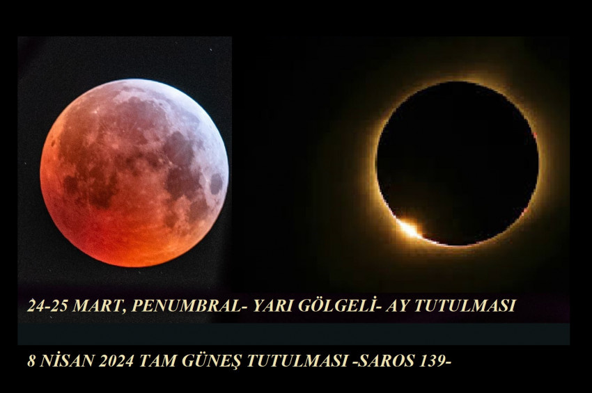 24-25 Mart Penumbral - Yarı Gölgeli Ay Tutulması ve 8 Nisan Tam Güneş Tutulması - Saros 139