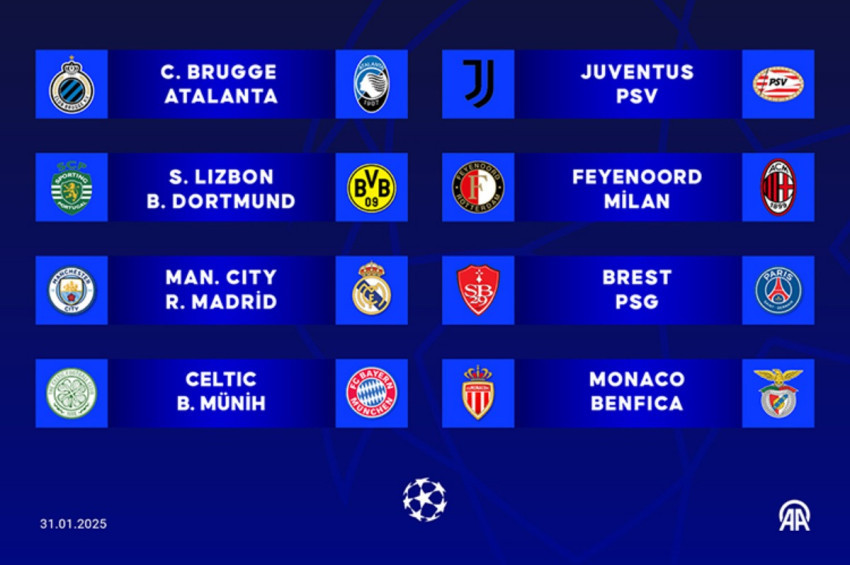 UEFA Şampiyonlar Ligi son 16 play-off turunda eşleşmeler belli oldu