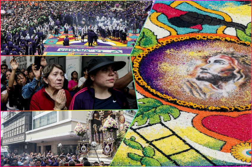 Peru'daki Señor de los Milagros Festivalinden kareler