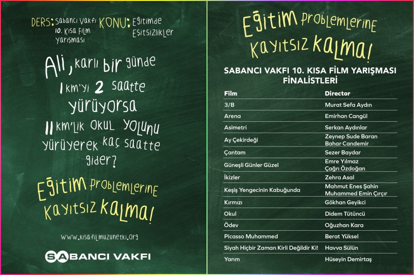 Sabancı Vakfı 10. Kısa Film Yarışmasında finale kalan 10 eser